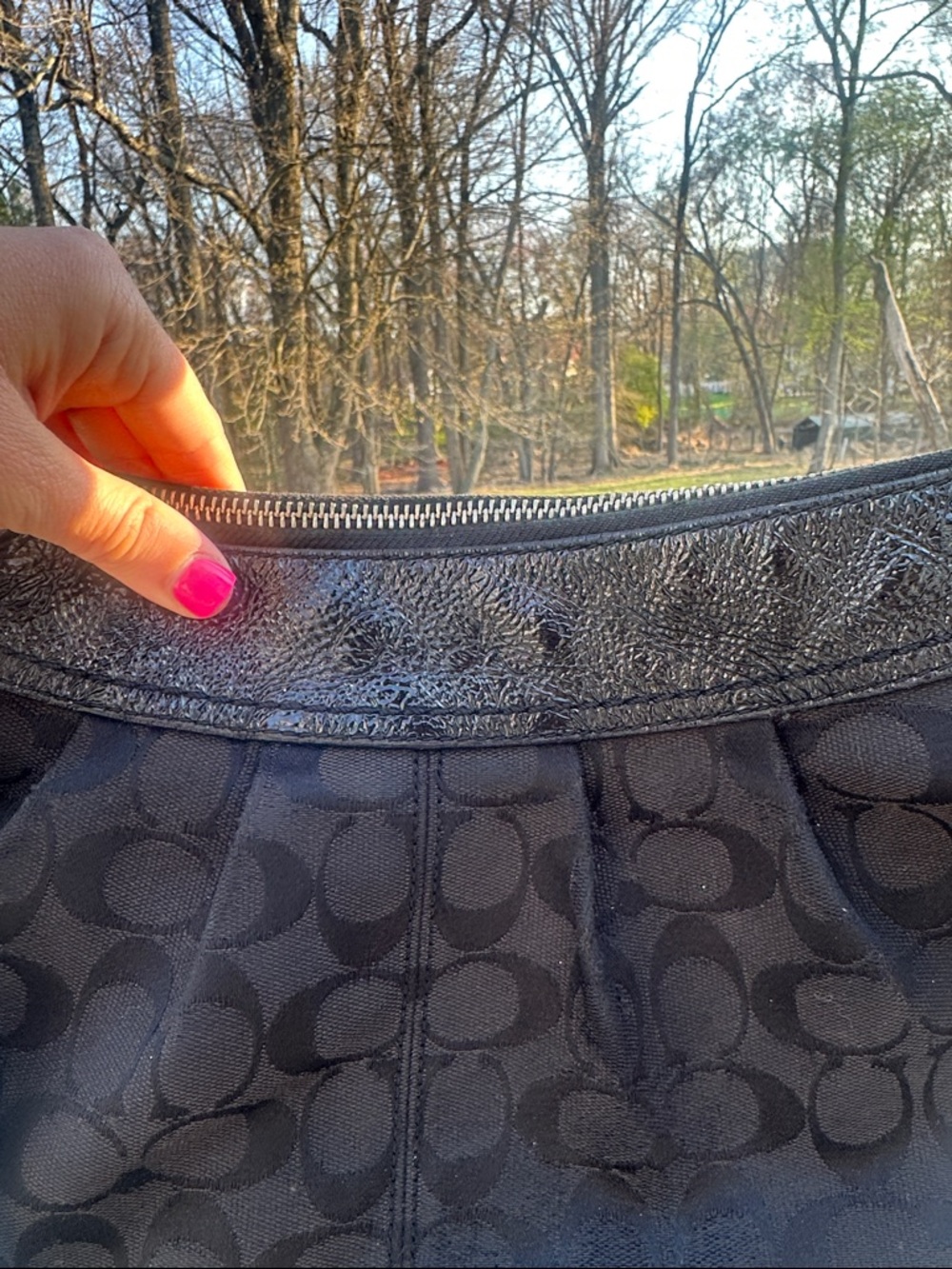 COACH Soho Signature Large Back Shoulder Hobo 13744 - Picture 6 of 16